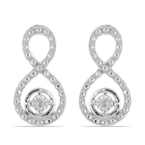 0.012 CT G-H, i2-i3 WHITE DIAMOND DOUBLE CUT STERLING SILVER EARRINGS WITH TIKLI MAGICAL SETTING #VE041403